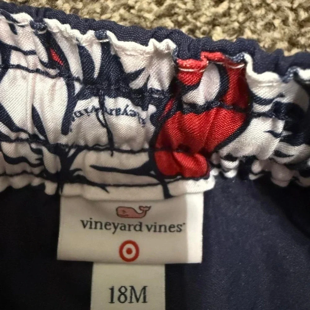 Navy blue Vineyard Vines swim trunks for 18 months